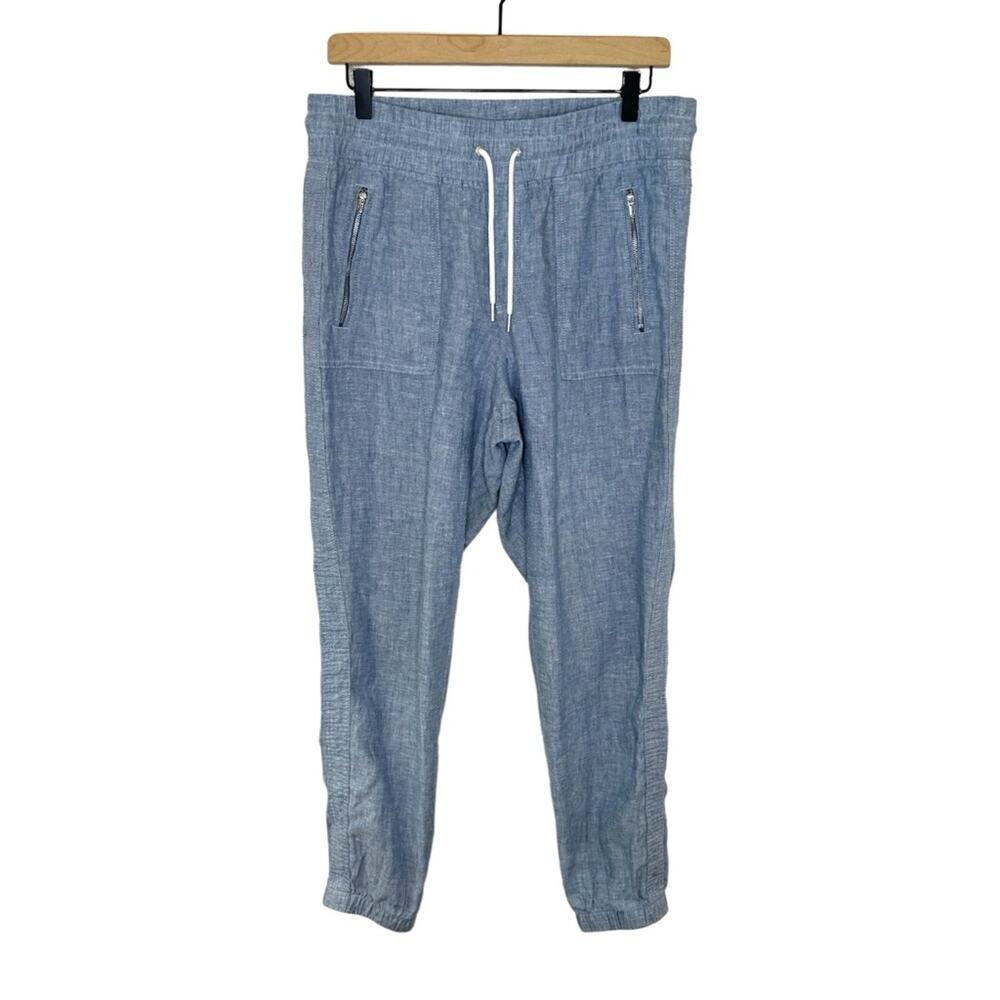 Athleta Women’s Cabo 100% Linen Zipper Pockets Jogger Pants Size 8 Breathable